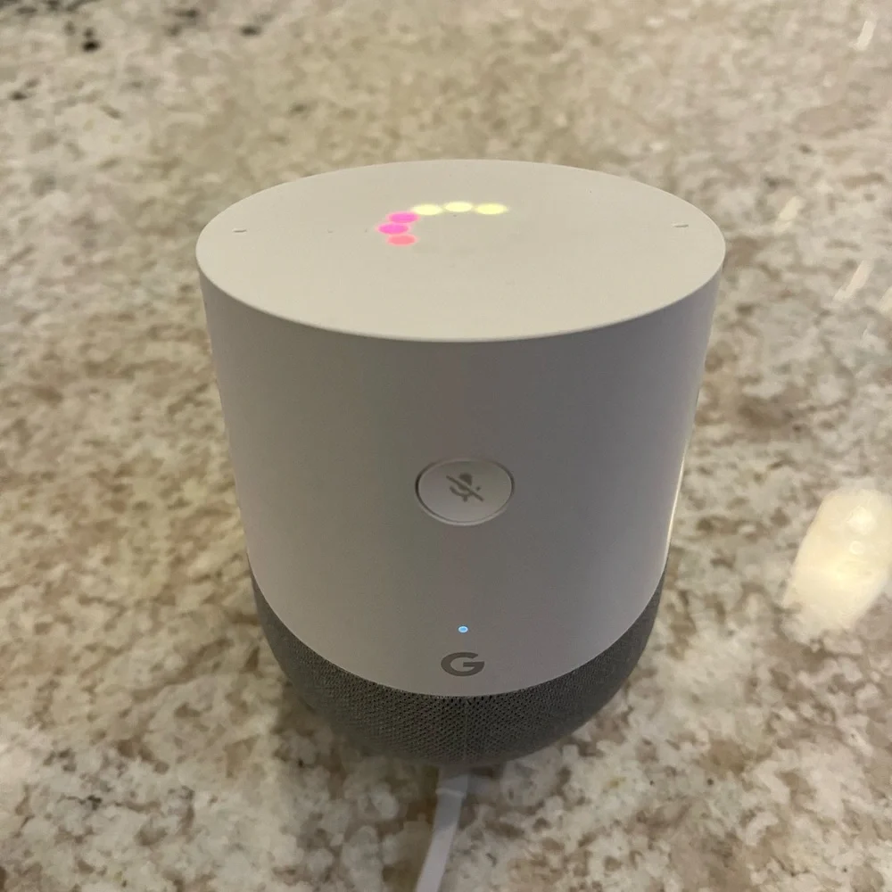 Google Home Voice Assistant in White and Gray